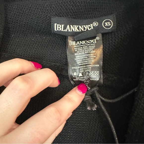 Blank NYC | Black Drape Front Mix Media Jacket in Roll Over Size XS - Picture 4 of 5